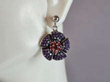 Load image into Gallery viewer, Womens Estate Sterling Silver Modernist Floral CZ Earrings 7.1g E1309