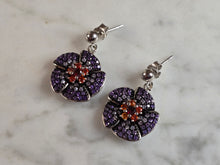 Load image into Gallery viewer, Womens Estate Sterling Silver Modernist Floral CZ Earrings 7.1g E1309