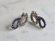 Load image into Gallery viewer, Womens Vintage Estate Sterling Silver Deco CZ Stud Earrings 5.0g E1321