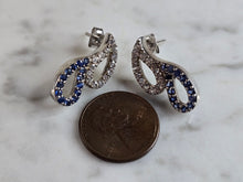 Load image into Gallery viewer, Womens Vintage Estate Sterling Silver Deco CZ Stud Earrings 5.0g E1321