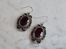 Load image into Gallery viewer, Womens Vintage Estate Sterling Silver Natural Ruby Earrings 13.0g E1323