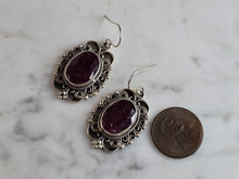 Load image into Gallery viewer, Womens Vintage Estate Sterling Silver Natural Ruby Earrings 13.0g E1323