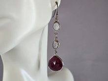 Load image into Gallery viewer, Womens Vintage Estate Sterling Silver Natural Ruby Moonstone Earrings 6.3g E1324