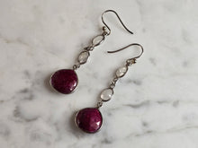 Load image into Gallery viewer, Womens Vintage Estate Sterling Silver Natural Ruby Moonstone Earrings 6.3g E1324
