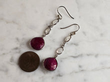 Load image into Gallery viewer, Womens Vintage Estate Sterling Silver Natural Ruby Moonstone Earrings 6.3g E1324