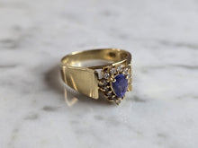 Load image into Gallery viewer, Womens Vintage Estate 14k Yellow Gold Tanzanite &amp; Diamond Ring 3.4g E1331