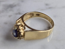 Load image into Gallery viewer, Womens Vintage Estate 14k Yellow Gold Tanzanite &amp; Diamond Ring 3.4g E1331