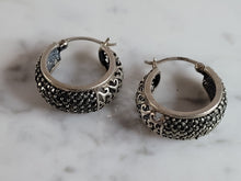 Load image into Gallery viewer, Womens Vintage Estate Sterling Silver Modernist Hoop Earrings 14.0g E1358