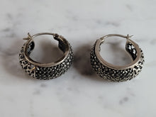 Load image into Gallery viewer, Womens Vintage Estate Sterling Silver Modernist Hoop Earrings 14.0g E1358