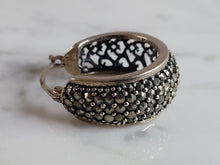 Load image into Gallery viewer, Womens Vintage Estate Sterling Silver Modernist Hoop Earrings 14.0g E1358