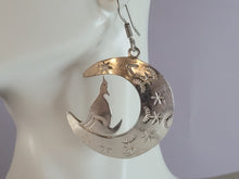Load image into Gallery viewer, Womens Vintage Sterling Silver Southwestern Wolf Moon Earrings 17.2g E1360