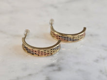Load image into Gallery viewer, Womens Vintage Estate 14K Multi Tone Gold Shrimp Hoop Earrings 4.0g E1371