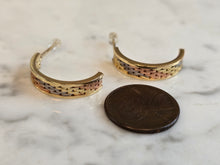 Load image into Gallery viewer, Womens Vintage Estate 14K Multi Tone Gold Shrimp Hoop Earrings 4.0g E1371