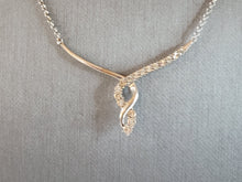 Load image into Gallery viewer, Womens Vintage Estate Sterling Silver Modernist Diamond Pendant Necklace 5.4g E1391