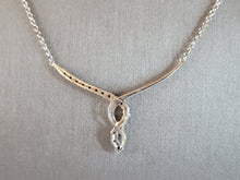 Load image into Gallery viewer, Womens Vintage Estate Sterling Silver Modernist Diamond Pendant Necklace 5.4g E1391