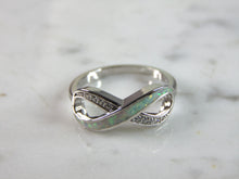 Load image into Gallery viewer, Womens Estate Sterling Silver Modernist Infinity Opal Ring 2.6g E1401