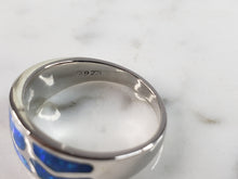 Load image into Gallery viewer, Womens Estate Sterling Silver Modernist Blue Opal Ring 4.5g E1405