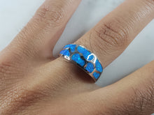 Load image into Gallery viewer, Womens Estate Sterling Silver Modernist Blue Opal Ring 4.5g E1405