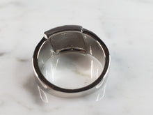 Load image into Gallery viewer, Womens Estate Sterling Silver Modernist Blue Opal &amp; CZ Ring 4.8g E1409