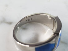 Load image into Gallery viewer, Womens Estate Sterling Silver Modernist Blue Opal &amp; CZ Ring 4.8g E1409