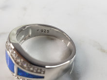 Load image into Gallery viewer, Womens Estate Sterling Silver Modernist Blue Opal &amp; CZ Ring 5.7g E1410