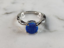 Load image into Gallery viewer, Womens Estate Sterling Silver Modernist Blue Opal Ring 2.6g E1413