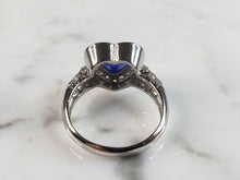 Load image into Gallery viewer, Womens Estate Sterling Silver Modernist Blue Opal &amp; CZ Heart Ring 3.7g E1414