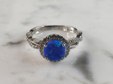 Load image into Gallery viewer, Womens Estate Sterling Silver Modernist Blue Opal &amp; CZ Ring 3.3g E1415