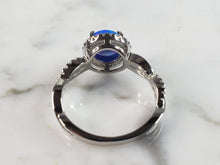 Load image into Gallery viewer, Womens Estate Sterling Silver Modernist Blue Opal &amp; CZ Ring 3.3g E1415