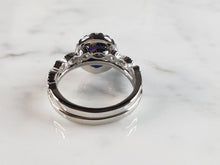 Load image into Gallery viewer, Womens Estate Sterling Silver Modernist Blue Opal &amp; CZ Ring Set 4.6g E1416