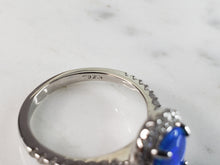 Load image into Gallery viewer, Womens Estate Sterling Silver Modernist Blue Opal &amp; CZ Ring Set 4.6g E1416