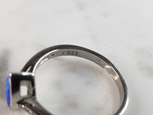 Load image into Gallery viewer, Womens Estate Sterling Silver Modernist Blue Opal &amp; CZ Ring 2.5g E1418