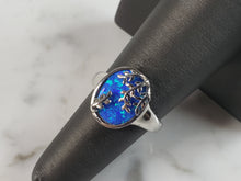 Load image into Gallery viewer, Womens Estate Sterling Silver Modernist Blue Opal Ring 4.8g E1422