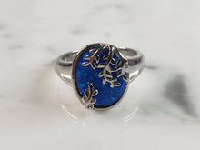 Load image into Gallery viewer, Womens Estate Sterling Silver Modernist Blue Opal Ring 4.8g E1422