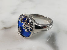 Load image into Gallery viewer, Womens Estate Sterling Silver Modernist Blue Opal Ring 4.8g E1422