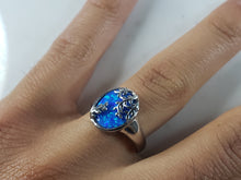 Load image into Gallery viewer, Womens Estate Sterling Silver Modernist Blue Opal Ring 4.8g E1422
