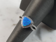 Load image into Gallery viewer, Womens Estate Sterling Silver Modernist Blue Opal &amp; CZ Ring 3.8g E1425
