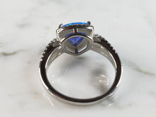 Load image into Gallery viewer, Womens Estate Sterling Silver Modernist Blue Opal &amp; CZ Ring 3.8g E1425