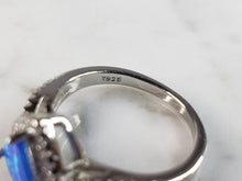 Load image into Gallery viewer, Womens Estate Sterling Silver Modernist Blue Opal &amp; CZ Ring 3.8g E1425