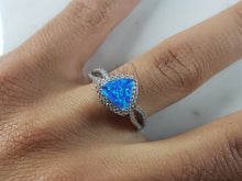 Load image into Gallery viewer, Womens Estate Sterling Silver Modernist Blue Opal &amp; CZ Ring 3.8g E1425