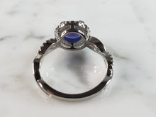 Load image into Gallery viewer, Womens Estate Sterling Silver Modernist Blue Opal &amp; CZ Ring 3.3g E1427