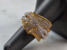 Load image into Gallery viewer, Womens Estate Sterling Silver Gold Tone Modernist CZ Ring 14.7g E1429