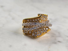 Load image into Gallery viewer, Womens Estate Sterling Silver Gold Tone Modernist CZ Ring 14.7g E1429