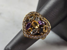 Load image into Gallery viewer, Womens Sterling Silver Gold Tone Modernist Multi Stone Heart Ring 7.1g E1430