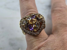 Load image into Gallery viewer, Womens Sterling Silver Gold Tone Modernist Multi Stone Heart Ring 7.1g E1430