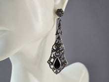 Load image into Gallery viewer, Pr of Womens Sterling Silver Onyx Dangle Earrings 9.0g E1442