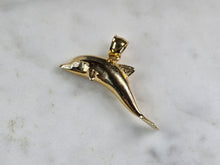 Load image into Gallery viewer, Womens Vintage Estate 14K Yellow Gold Dolphin Pendant 3.3g E1461