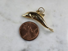 Load image into Gallery viewer, Womens Vintage Estate 14K Yellow Gold Dolphin Pendant 3.3g E1461