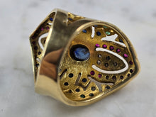 Load image into Gallery viewer, Womens Vintage Estate 18k Yellow Gold Multi Stone Ring 10.5g E1467
