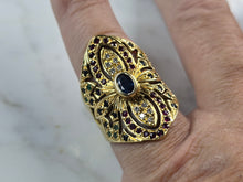 Load image into Gallery viewer, Womens Vintage Estate 18k Yellow Gold Multi Stone Ring 10.5g E1467